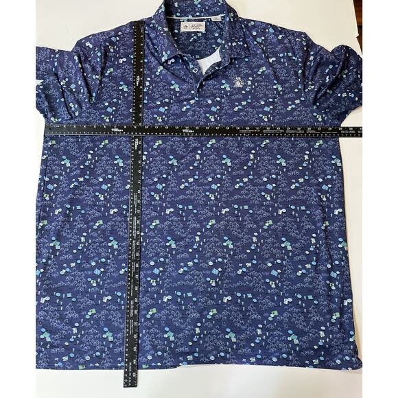 Penguin Men’s Golf Polo Blue Geometric Stretch‎ Performance 2X Beach Scene - Picture 6 of 7